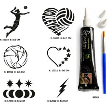 Airbrush Tattoo Voleybol Aşkı Tüp Kına Ve Fırça Li Tattoo Geçici Dövme Seti