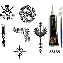 Airbrush Tattoo Savaş ve Dragon Hint Kınasıyla Geçici Dövme Yapma Seti