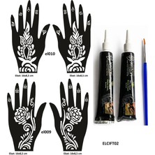 Airbrush Tattoo Güllü Desenler El Üstü Hint Kınasıyla Geçici Dövme Yapma Seti  Siyah Renk