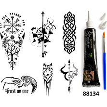 Airbrush Tattoo Tribal ve Pusula Hint Kınasıyla Geçici Dövme Yapma Seti