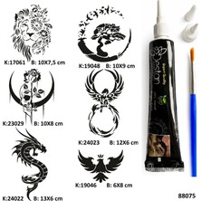 Airbrush Tattoo Vahşi Güzellikler Tüp Kına Ve Fırça Li Tattoo Geçici Dövme Seti