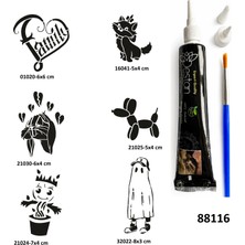 Airbrush Tattoo Çocuksu Modeller Geçici Dövme Yapma Seti Siyah Kına ve Fırça Hediyeli