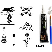 Airbrush Tattoo Müzik Hayatttır Hint Kınasıyla Geçici Dövme Yapma Seti