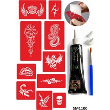 Enhavalı Efsane Tasarımlar Kınayla Geçici Dövme Kampanya Seti 1 Tüp Siyah Kına 10 Desen