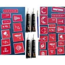Airbrush Tattoo Trend Modeller Dövmeler Serisi 30 Desen 4 Tüp Kına Geçici Dövme Seti