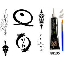Airbrush Tattoo Karma Ying Yang Hint Kınasıyla Geçici Dövme Yapma Seti