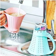 Mabeyn Sürahi Şeklinde Kulplu Pratik Pirinç Bakliyat Yıkama Süzgeci Kolay Hızlı Pirinç Süzme Aleti Aparatı, 5DN74YT2349