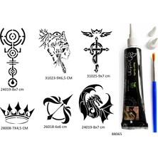 Airbrush Tattoo Ejderha Bozkurt 6 Adet Şablon ve Hint Kınası Geçici Dövme Seti