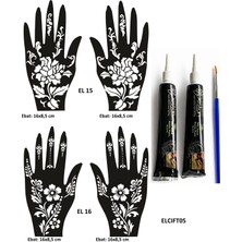 Airbrush Tattoo Menekşe Desenler El Üstü Hint Kınasıyla Geçici Dövme Yapma Seti  Siyah Renk