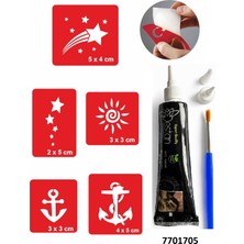 Enhavalı Yıldız Çapa Desenleri Hint Kınası ile Geçici Dövme Yapma Seti
