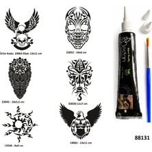Airbrush Tattoo Güçlü Erkek Sembolleri Siyah Hint Kınası  Geçici Dövme Yapma Seti