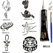 Airbrush Tattoo Mistik Zaman Geçici Dövme Yapma Seti Siyah Kına ve Fırça Hediyeli