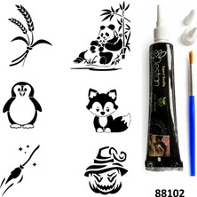 Airbrush Tattoo Anne Yavru Panda Hint Kınasıyla Geçici Dövme Yapma Kiti