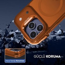 Mabeyn Için Kılıf Kamera Korumalı Şarj Özellikli Mat Şeffaf Renkli Standlı Kılıf (Lens Hediyeli) (Turuncu, 17 Pro)