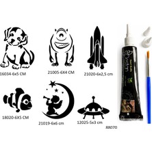 Airbrush Tattoo Çocuksu Desenler 6 Adet Şablon ve Hint Kınası Geçici Dövme Seti