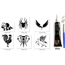 Airbrush Tattoo Dinazor Horoz Hint Kınasıyla Geçici Dövme Seti