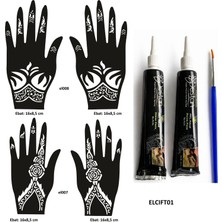 Airbrush Tattoo Çiçek Desenleri El Üstü Hint Kınasıyla Geçici Dövme Yapma Seti Siyah Renk