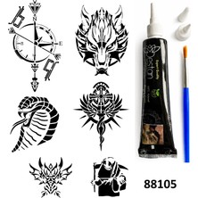 Airbrush Tattoo Pusula Kobra Modelleri Hint Kınasıyla Geçici Dövme Yapma Kiti