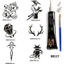 Airbrush Tattoo Savaşçı ve Hazine Geçici Dövme Yapma Seti Siyah Kına ve Fırça Hediyeli