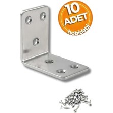 Mabeyn L Köşebent Mobilya Duvara Sabitleme Aparatı, 45X45X30 Mm, 2 mm Kalınlık, Vidalı, 10 Adet