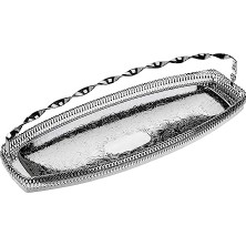 Mabeyn Queen Anne Ingiliz Gümüşü Saplı Oval Kurabiyelik 40 x 15 cm