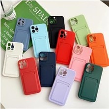 Mabeyn - 11 ile Uyumlu Iphone Kılıf Kamera ve Köşe Korumalı Kartlıklı Cüzdanlı Yumuşak Renkli Silikon Kapak Içi Kadife