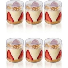 Mabeyn Orret Home 6 Adet Kapaklı Magnolia Tiramisu Kabı Şeffaf Mika Tatlı Kabı Buzdolabına Uygun Tekrar Kullanılabilir Saklama Kabı (6, Yuvarla Ka)