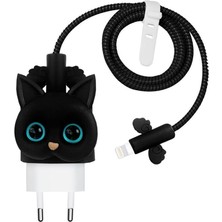 Mabeyn Kablo Koruyucu ve Şarj Adaptör Için Kılıf Figürlü Silikon Crtn-Fgr-Ct-Ktn-Syh [ ile Uyumlu Kılıf - ]