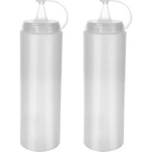 Mabeyn 2'li Set 700 ml Şeffaf Plastik Sos Şişesi ve Yağdanlık - Kapaklı Sıkılabilir Sosluk, Ketçap, Mayonez, Zeytinyağı ve Sirke Dispenseri