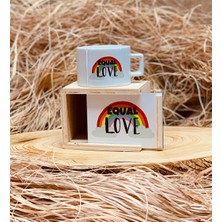 Mabeyn Giftmoda Equal Life Gökkuşağı Tasarımlı Ahşap Kutulu Kupa