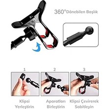 Mabeyn Akrobat Telefon Tutucu Oynar Başlıklı Klipsli Araç Içi Masa Kenarı Telefon Tutacağı (Siyah)