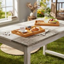 Mabeyn Deconox Bambu Dikdörtgen Sunum Tepsi 33X22X5 Cm, Sofra Tepsisi, Çay Tesisi, Bambu Daire Tepsi,