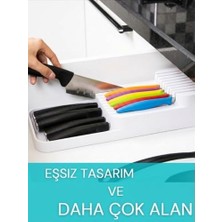 Mabeyn Beylini 18'li Bıçak Standı Bıçaklık Tezgah Üstü Çekmece Içi Mutfak Düzenleyici Organizer Bıçak Düzenleyici (Beyaz)