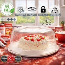 Mabeyn Büyük Boy, Geçmeli Kilitli, Kapaklı ve Kulplu Yaş Pasta, Kek Taşıyıcı, Yuvarlak Fanus, Bpa Içermeyen Kek Fanusu, Börek, Çörek Saklama Kabı, Cupcake, Turta, Kurabiye Taşıma Kutusu (Lacivert)