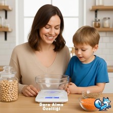 Mabeyn Bluefox Topaz Premium Dijital Mutfak Tartısı 10KG | Temperli Beyaz Cam, Geniş LCD Ekran, Yüksek Hassasiyet Sensör | Şık ve Dayanıklı Tasarım | Geniş Yüzey 23X16CM