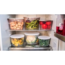 Mabeyn Lüks Beyaz Saklama Kabı 3'lü Set Yuvarlak Orta Boy