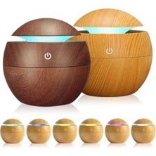 Mabeyn 130 ml Hava Nemlendirici, Uçucu Yağ Aromaterapi Makinesi, Ev, Yatak Odası ve Ofis Için Yedi Renkli Işık ile Aroma Hava Difüzörü (Açık Kahve)