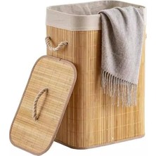Mabeyn Deconox El Yapımı Hasır Katlanır Çamaşır Sepeti Dikdörtgen 72 Litre (40CM*30CM*61CM), Doğal Malzemeden Üretilmiş Çamaşırlık, Bambu Kirli Çamaşır Sepeti