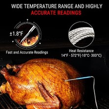 Mabeyn Thermopro TP27C Kablosuz Profesyonel Barbekü ve Fırın Termometresi, 4 Problu ve 150 Metre Menzilli Et Isı Ölçer (Alarmlı)