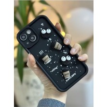 Mabeyn 14 Plus / 15 Plus ile Uyumlu Siyah Coffee Kurabiye Tasarımlı Kılıf