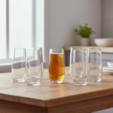 Mabeyn Deconox 6 Adet 550 ml Şeffaf Cam Meşrubat Bardağı - 6'lı Set Minimalist Tasarım Geniş Hacimli Su, Kokteyl ve Soğuk Kahve Bardağı