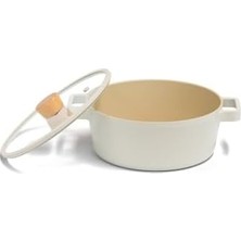 Mabeyn Fika Cam Kapaklı Alüminyum Döküm Tencere ve Tava Seti 7 Parça