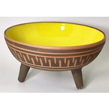Mabeyn Dekoratif Sunum Kasesi, Seramik Ayaklı Sunum Kasesi, Servis Kasesi, Servis Tabağı, Kase, Tabak (Sarı, 25 Cm)