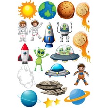 Mabeyn Uzay Temalı Yenilebilir Resimli Pasta Kurabiye Üstü Gofret Plaka Baskısı