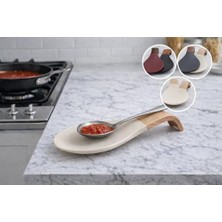 Mabeyn Kaşık Altlığı, Ahşap Saplı, Mutfak Tezgahı Için Kaşık Tutucu, Leke Tutmaz