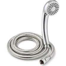 Mabeyn Duş Başlığı Seti 150 cm Hortumlu, 7.5 cm Başlık Çapı, 21 cm Krom Saplı El Duşu, Esnek Plastik Hortum, Paslanmaz Çelik Bağlantı, Basınç Artırıcı Duş Başlığı