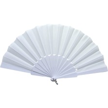 Elwes Plastik Kumaş Yelpaze 12'li Beyaz