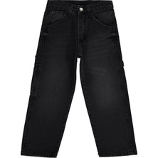 Civil Boys Yan Cepli Baggy Kalıp 10-13 Yaş Pantolon Kot - Siyah