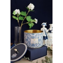 Mabeyn Evle-Metal Çok Amaçlı Dokulu Saklama Kabı, Dekoratif Saklama Kutusu 14 Cm, Azulejos (Azulejos Hope)