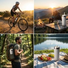 Mabeyn Deconox Gri Paslanmaz Çelik Pipetli Termos Kupa - 660 ml Büyük Boy (Venti) - Sıcak ve Soğuk Tutan Mug - Araç ve Ofis Tipi Bardak (Gri)